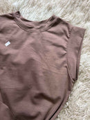 Vestido feminino de algodão sem mangas, cor sólida, alta elasticidade, vestido