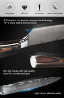 Laser damasco faca de cozinha cutelo carne frutas pão faca churrasco desossa fa