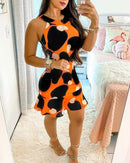 Vestidos femininos 2025 verão nova moda colorblock sem mangas em torno do pesco